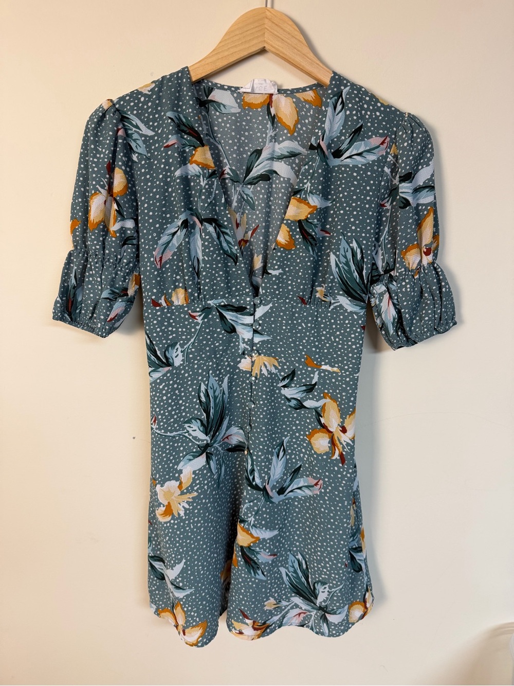 Sage Floral Mini Dress in Teal and Yellow